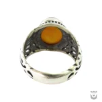 Men's Orange Yemeni Agate Persian Silver Ring