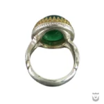 Persian Brass Crown Green Agate Silver Ring