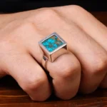 Elegant Persian Turquoise Ring in Sterling Silver
