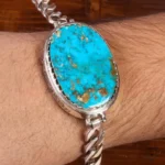 Luxurious Persian Men Bracelet with Neyshabur Shajary Turquoise