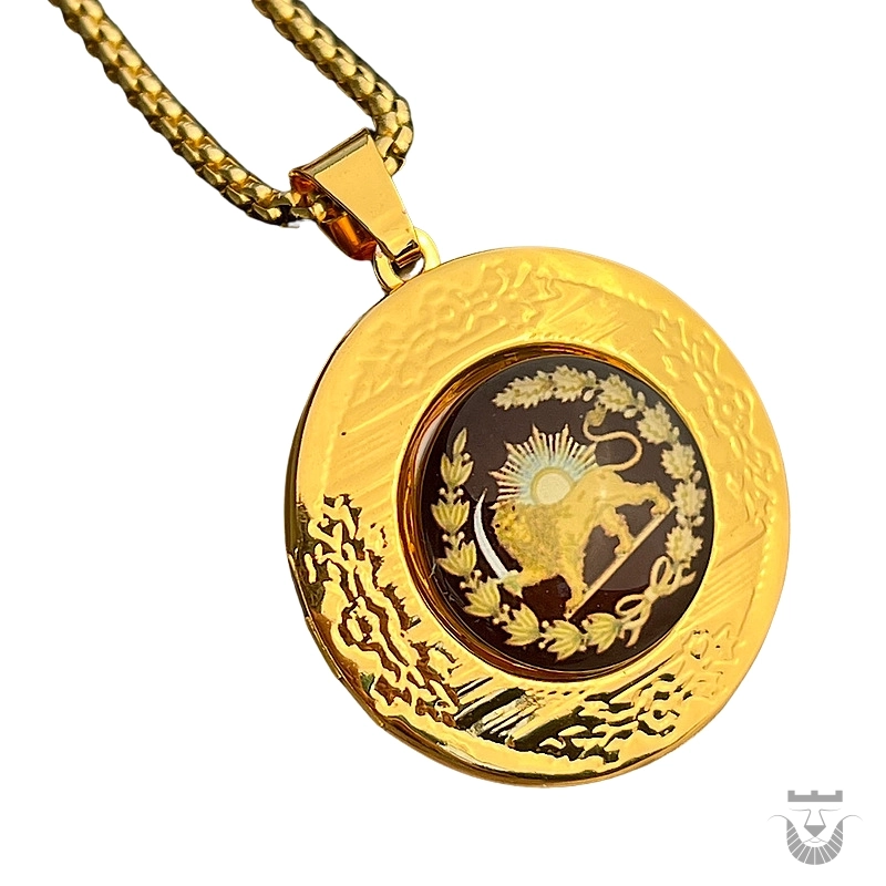 Persian Lion and Sun Photo Frame Necklace