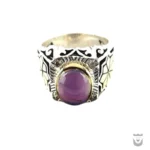 Luxurious Persian Handmade Ring: Yemeni Light Purple Agate Silver