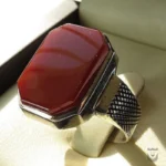 Islamic Ring with Red Agate and Imam Javad Amulet