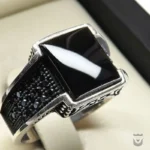 Persian Black Agate Silver Ring