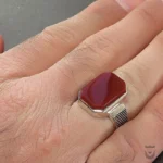 Islamic Ring with Red Agate and Imam Javad Amulet