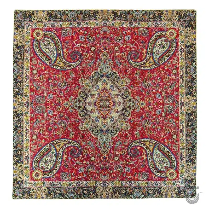 100x100cm Crimson Persian Silk Termeh Tablecloth