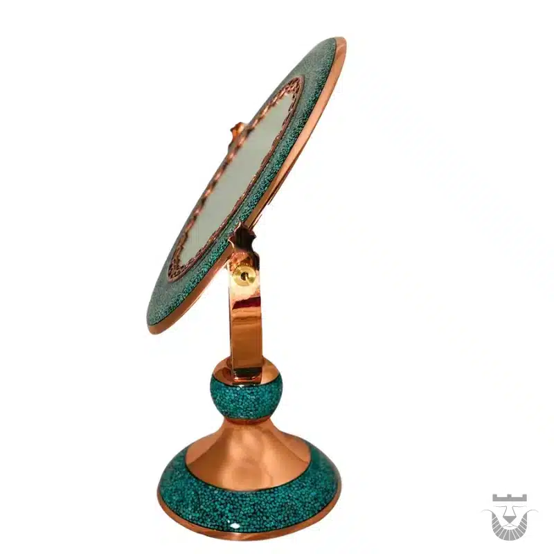 Stunning Persian Mirror A Round Turquoise Inlay Masterpiece